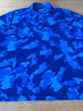 Birdie Bound Performance Polo Shirt Men 3XL Blue Camouflage Short Sleeve Golf